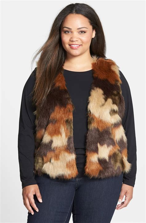 michael kors faux fur vest plus size